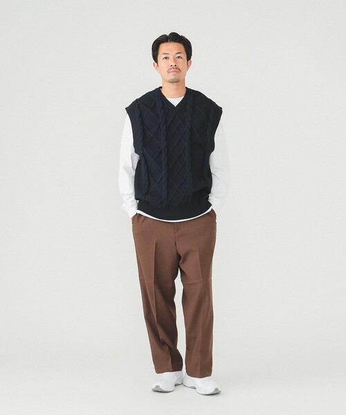 BEAMS（ビームス）の「BEAMS / 5ゲージ フィッシャーマン ニットベスト（ベスト・メンズ・ナチュラル/ネイビー・SMALL/MEDIUM/LARGE/X-LARGE）」の7枚目の写真