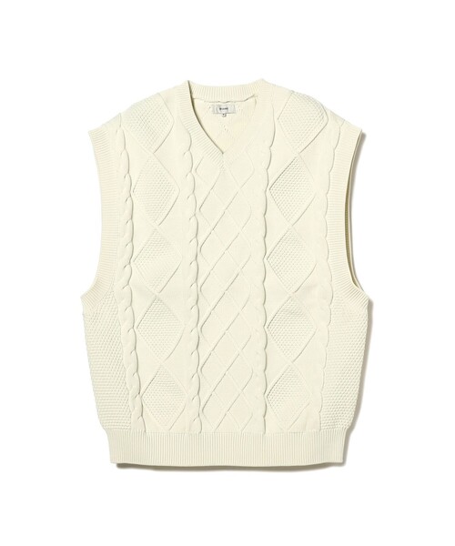 BEAMS（ビームス）の「BEAMS / 5ゲージ フィッシャーマン ニットベスト（ベスト・メンズ・ナチュラル/ネイビー・SMALL/MEDIUM/LARGE/X-LARGE）」の10枚目の写真