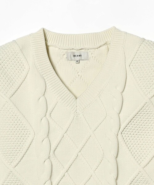 BEAMS（ビームス）の「BEAMS / 5ゲージ フィッシャーマン ニットベスト（ベスト・メンズ・ナチュラル/ネイビー・SMALL/MEDIUM/LARGE/X-LARGE）」の11枚目の写真