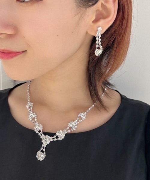 Cupid Heart（キューピッドハート）の「【Cupid Heart】結婚式アクセ！ビジューネックレス＋イアリングset（ネックレス・レディース・シルバー・MEDIUM）」の6枚目の写真