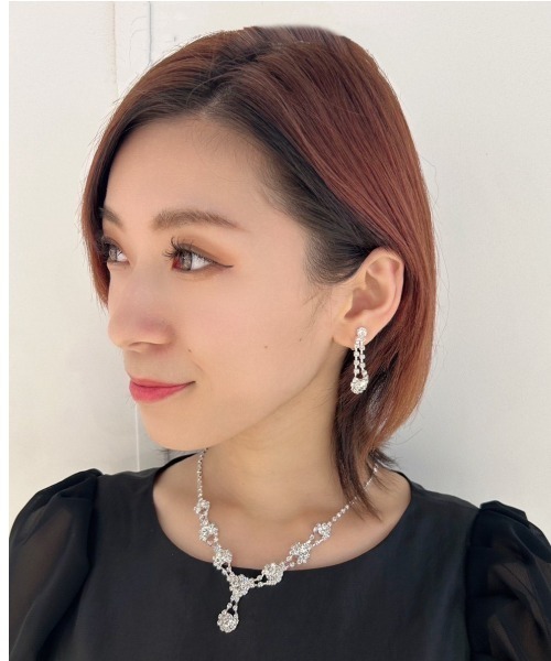 Cupid Heart（キューピッドハート）の「【Cupid Heart】結婚式アクセ！ビジューネックレス＋イアリングset（ネックレス・レディース・シルバー・MEDIUM）」の7枚目の写真