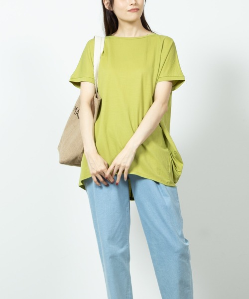 NAVY（ネイビー）の「SARARI 冷感サイドタック無地半袖Tシャツ（Tシャツ/カットソー・レディース・グレー/グリーン/ホワイト/グレイッシュベージュ/ブラック・フリー）」の13枚目の写真