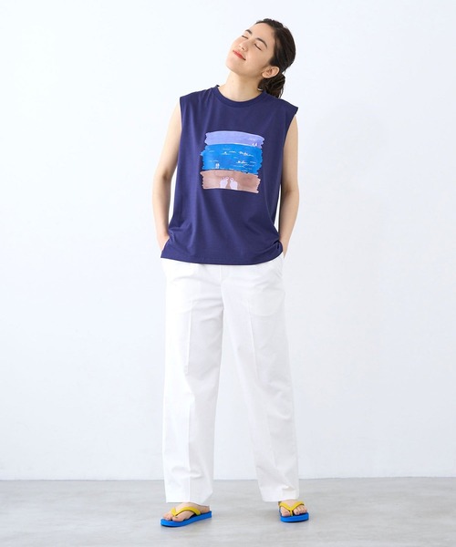 LA MARINE FRANCAISE(マリン フランセーズ)の「Corse sleeveless Tee(Tシャツ/カットソー・レディース・ホワイト/ブルー/ネイビー・FREE)」の7枚目の写真