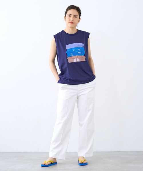 LA MARINE FRANCAISE(マリン フランセーズ)の「Corse sleeveless Tee(Tシャツ/カットソー・レディース・ホワイト/ブルー/ネイビー・FREE)」の8枚目の写真