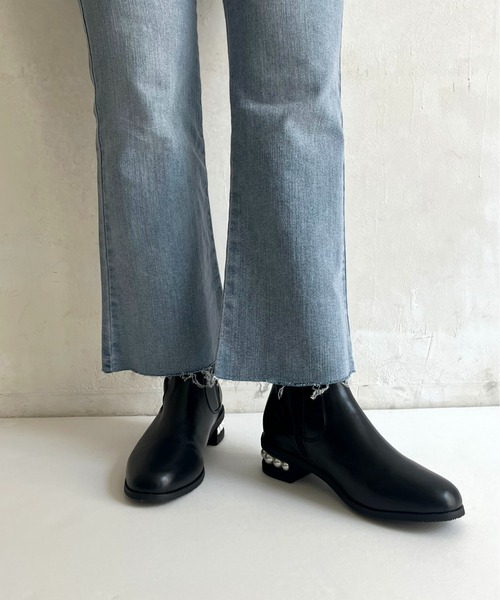 prose verse(プロズヴェール)の「パールヒールストレッチショートブーツ(ブーツ・レディース・ブラック・LARGE/SMALL/MEDIUM)」の4枚目の写真