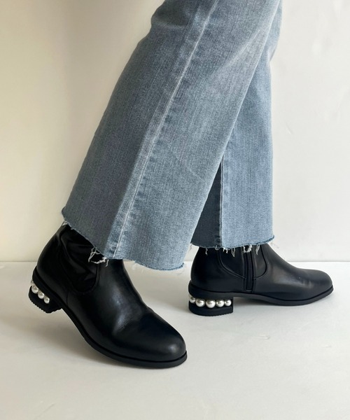 prose verse(プロズヴェール)の「パールヒールストレッチショートブーツ(ブーツ・レディース・ブラック・LARGE/SMALL/MEDIUM)」の7枚目の写真