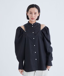 【CINOH/チノ】SUPIMA C/PE/PU PUFF SHOULDER SHIRT/スーピマコットンパフショルダーシャツ/パフスリーブブラウス