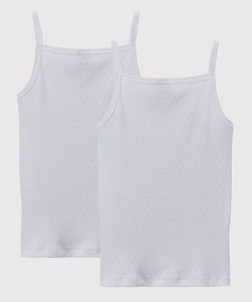 PETIT BATEAU(プチバトー)の「ホワイトキャミソール2枚組(インナーウェア/肌着・キッズ・ホワイト・3YEAR/5YEAR/4YEAR)」の2枚目の写真