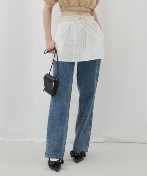GIUNON(ジウノン)の「layered mini skirt / レイヤードミニスカート(スカート・レディース・ホワイト/ネイビー・1/0)」の3枚目の写真