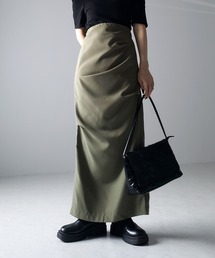 ※※【 3size / 6color 】タックデザインハイウエストスリットロングスカート