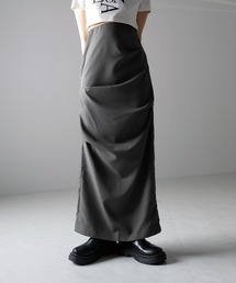 ※※【 3size / 6color 】タックデザインハイウエストスリットロングスカート