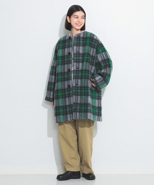 ビームスボーイ　スライバーチェック　ノーカラーコート BEAMS BOY（ビームスボーイ）の「BEAMS BOY / スライバー チェック