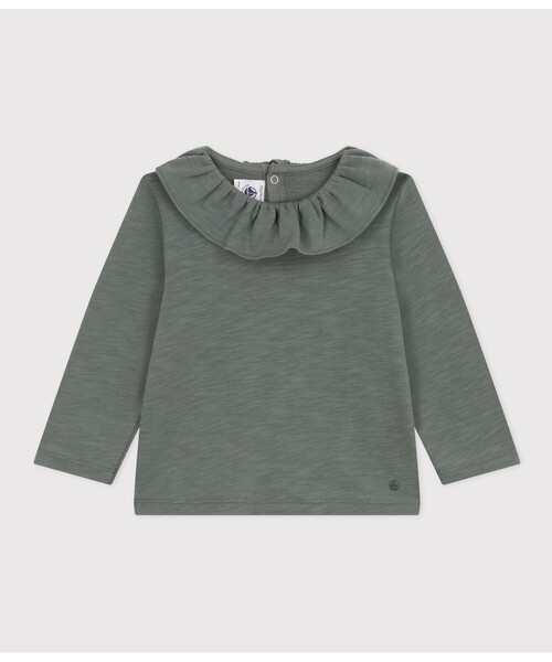 PETIT BATEAU（プチバトー）の「衿付きブラウス（シャツ/ブラウス・キッズ・ブルー/ライトカーキ・36MONTH/24MONTH/12MONTH/18MONTH）」の2枚目の写真