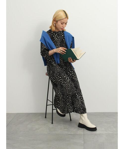 Samansa Mos2 blue（サマンサモスモスブルー）の「花柄シャツワンピース（ワンピース・レディース・ネイビー/ベージュ/ブラック・F）」の8枚目の写真