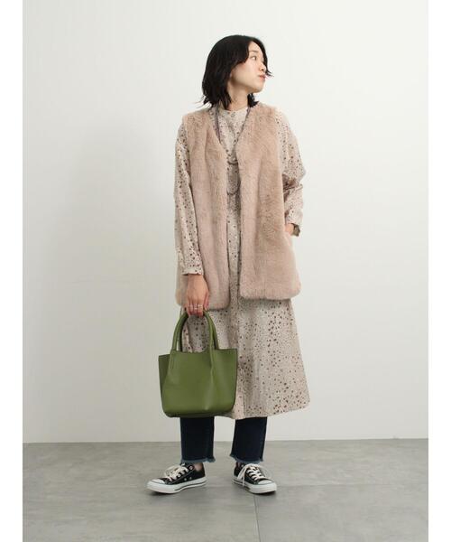 Samansa Mos2 blue（サマンサモスモスブルー）の「花柄シャツワンピース（ワンピース・レディース・ネイビー/ベージュ/ブラック・F）」の10枚目の写真