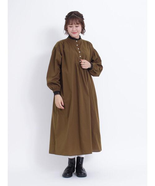 Samansa Mos2（サマンサ モスモス）の「◎パール釦ワンピース（ワンピース・レディース・ブラウン/ブラック/オフホワイト・F）」の8枚目の写真