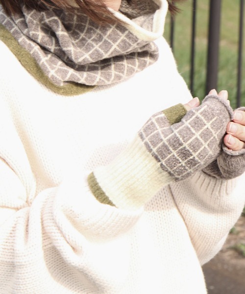studio CLIP（スタディオクリップ）の「あったかニットハンドウォーマー（手袋・レディース・グレー/マスタード・FREE）」の3枚目の写真
