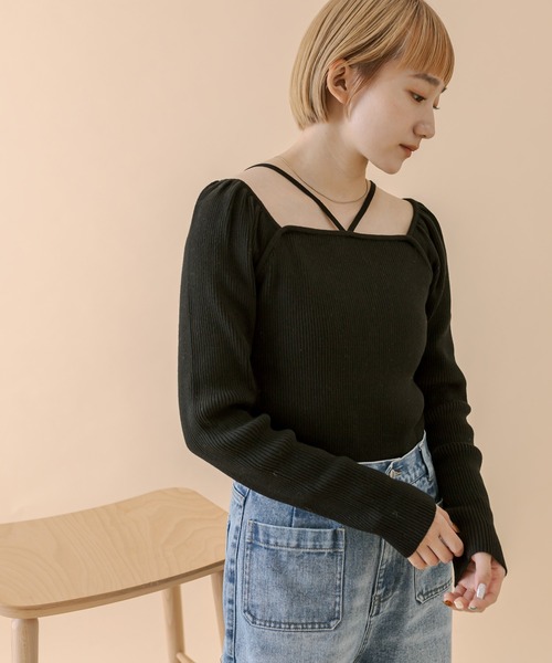 mline（エムライン）の「[mline]2WAYデザインニット（ニット/セーター・レディース・チャコールグレー/ブルー/アイボリー/ブラック・FREE）」の6枚目の写真