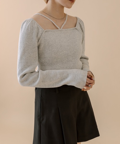mline（エムライン）の「[mline]2WAYデザインニット（ニット/セーター・レディース・チャコールグレー/ブルー/アイボリー/ブラック・FREE）」の9枚目の写真