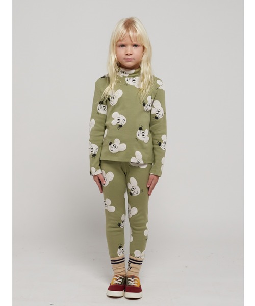 BOBO CHOSES（ボボショーズ）の「Mouse all over turtle neck T-shirt（Tシャツ/カットソー・キッズ・オリーブ・4-5Y/6-7y/8-9y/2-3Y）」の3枚目の写真