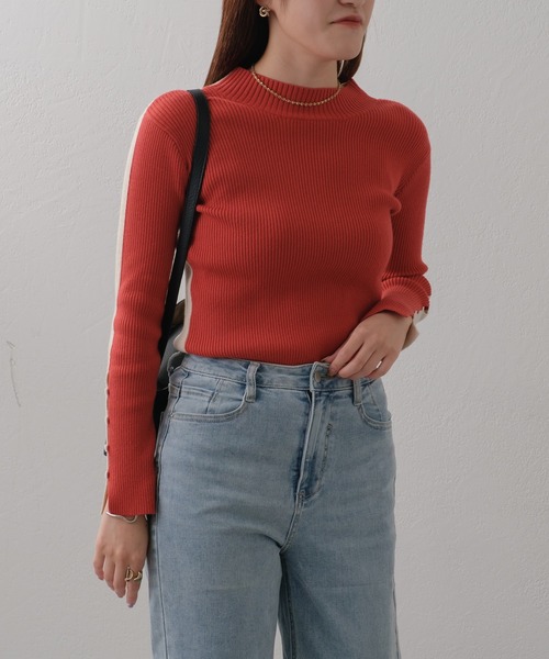 Pal collection（パルコレクション）の「前後2wayバイカラーリブニット（ニット/セーター・レディース・グリーン/レッド/ブラック・FREE）」の8枚目の写真