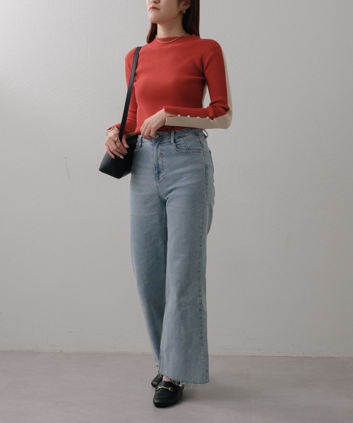 Pal collection（パルコレクション）の「前後2wayバイカラーリブニット（ニット/セーター・レディース・グリーン/レッド/ブラック・FREE）」の13枚目の写真