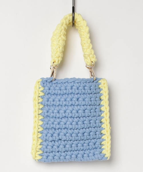 LYEON（リヨン）の「ハンドニットミニバッグ/ニットトートバッグ（トートバッグ・レディース・ブルー/ピンク/オフホワイト/ブラック・FREE）」の17枚目の写真