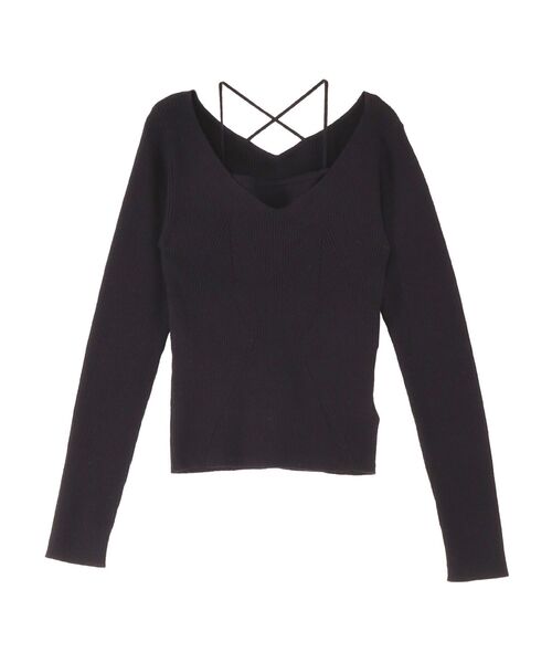 LAGUNAMOON(ラグナムーン)の「バッククロスロングスリーブニットプルオーバー(ニット/セーター・レディース・アイボリー/ブラック/ミント・FREE)」の2枚目の写真