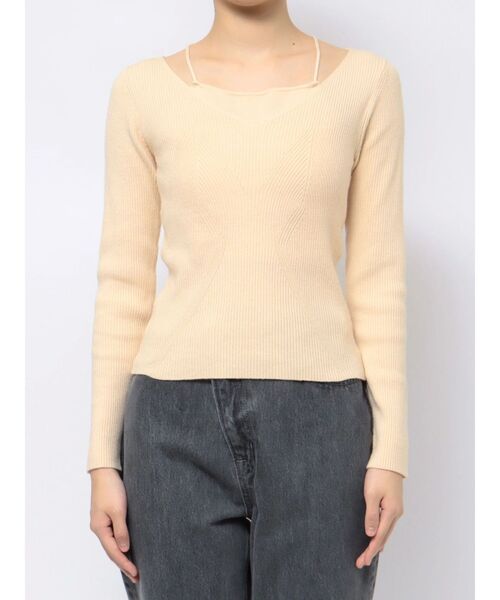 LAGUNAMOON(ラグナムーン)の「バッククロスロングスリーブニットプルオーバー(ニット/セーター・レディース・アイボリー/ブラック/ミント・FREE)」の12枚目の写真