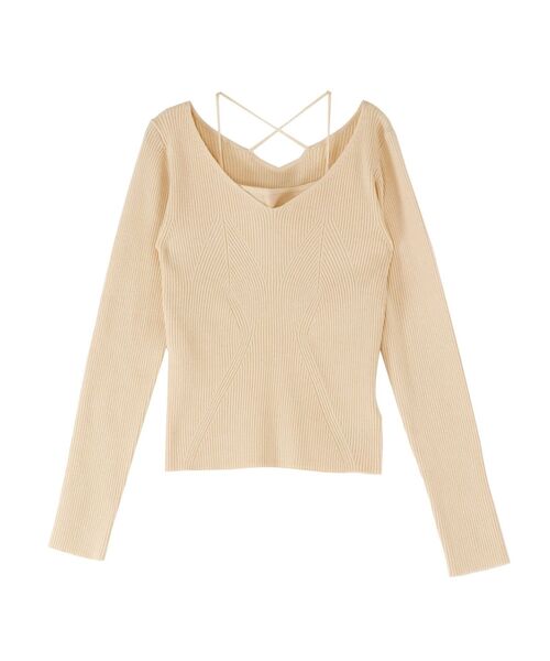 LAGUNAMOON(ラグナムーン)の「バッククロスロングスリーブニットプルオーバー(ニット/セーター・レディース・アイボリー/ブラック/ミント・FREE)」の9枚目の写真