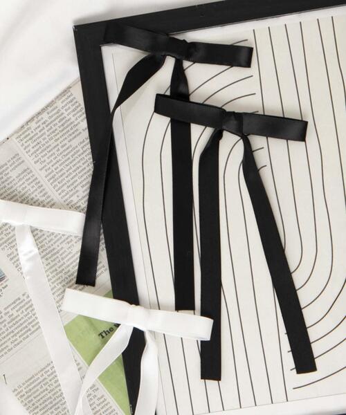 WEGO(ウィゴー)の「WEGO/【2点セット】ロングリボンヘアクリップ(バレッタ/ヘアクリップ・レディース・ブラック/ホワイト/ライトピンク/オフホワイト/ブラック系その他/ベージュ/ライトグレー・FREE)」の3枚目の写真