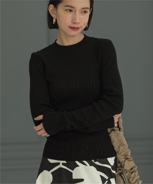 OPAQUE.CLIP（オペークドットクリップ）の「◆オーガニックコットン混シアーランダムリブニット【洗濯機洗い可】（ニット/セーター・レディース・ホワイト/ピンク系/グレー/ブラック/サックスブルー・36/38/40/42）」の18枚目の写真