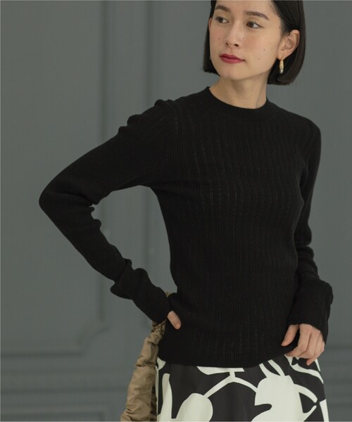 OPAQUE.CLIP（オペークドットクリップ）の「◆オーガニックコットン混シアーランダムリブニット【洗濯機洗い可】（ニット/セーター・レディース・ホワイト/ピンク系/グレー/ブラック/サックスブルー・36/38/40/42）」の16枚目の写真