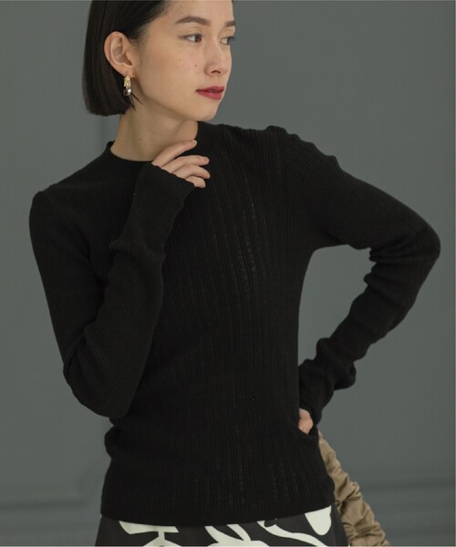 OPAQUE.CLIP（オペークドットクリップ）の「◆オーガニックコットン混シアーランダムリブニット【洗濯機洗い可】（ニット/セーター・レディース・ホワイト/ピンク系/グレー/ブラック/サックスブルー・36/38/40/42）」の20枚目の写真