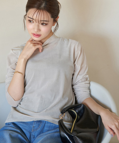 ROPE' PICNIC（ロペピクニック）の「フロッキー起毛カットソートップス（Tシャツ/カットソー・レディース・チャコールグレー/ライトグレー/キナリ・38）」の3枚目の写真