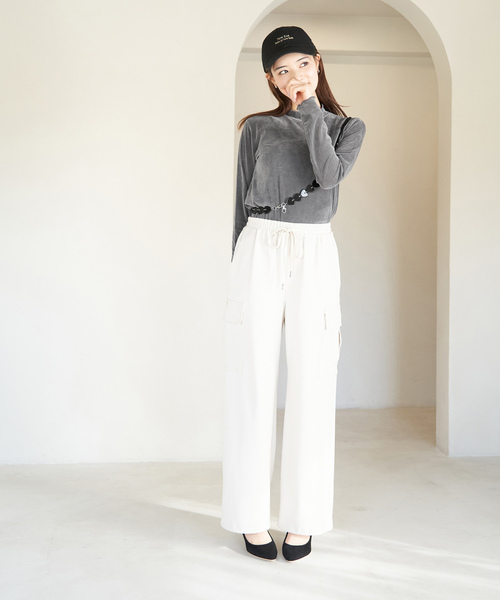 ROPE' PICNIC（ロペピクニック）の「フロッキー起毛カットソートップス（Tシャツ/カットソー・レディース・チャコールグレー/ライトグレー/キナリ・38）」の4枚目の写真