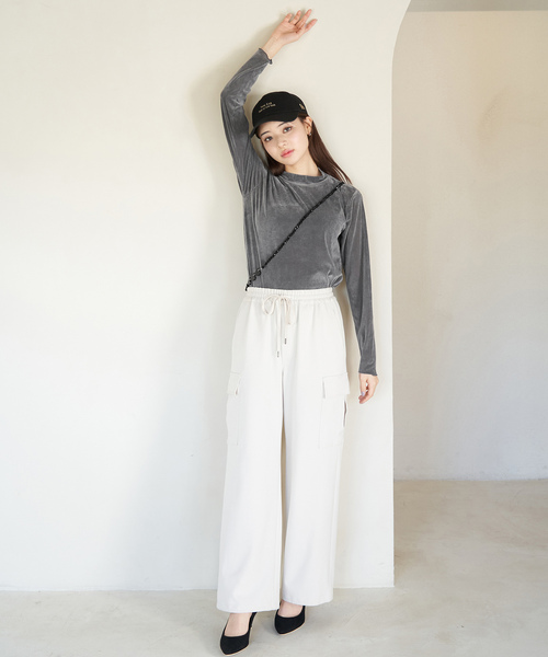 ROPE' PICNIC（ロペピクニック）の「フロッキー起毛カットソートップス（Tシャツ/カットソー・レディース・チャコールグレー/ライトグレー/キナリ・38）」の5枚目の写真