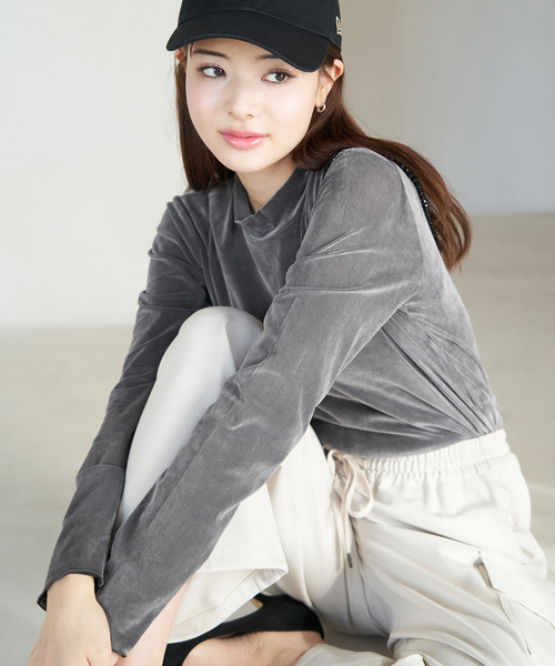 ROPE' PICNIC（ロペピクニック）の「フロッキー起毛カットソートップス（Tシャツ/カットソー・レディース・チャコールグレー/ライトグレー/キナリ・38）」の6枚目の写真