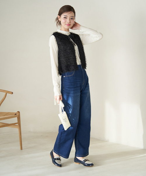 ROPE' PICNIC（ロペピクニック）の「フロッキー起毛カットソートップス（Tシャツ/カットソー・レディース・チャコールグレー/ライトグレー/キナリ・38）」の12枚目の写真