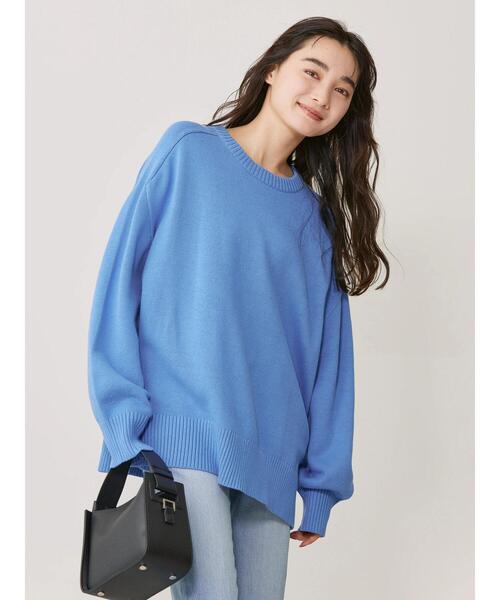 AMERICAN HOLIC(アメリカンホリック)の「クルーネックBIGニットプルオーバー(ニット/セーター・レディース・オフホワイト/ブルー/レッド・M/L)」の12枚目の写真