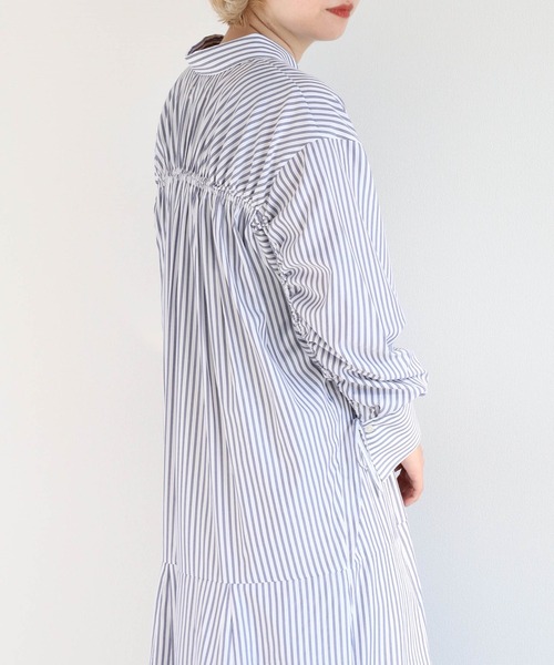 cepo（セポ）の「ソデギャザーストライプシャツワンピース（シャツワンピース・レディース・オフホワイト/ブルー/グリーン・M）」の18枚目の写真