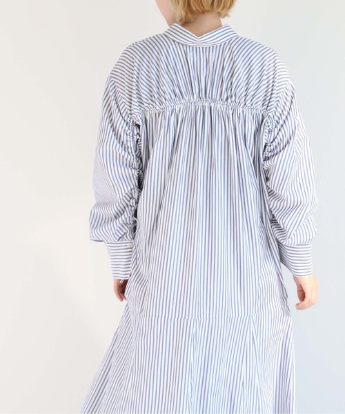 cepo（セポ）の「ソデギャザーストライプシャツワンピース（シャツワンピース・レディース・オフホワイト/ブルー/グリーン・M）」の20枚目の写真
