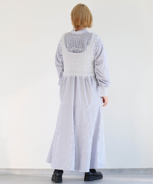 cepo（セポ）の「ソデギャザーストライプシャツワンピース（シャツワンピース・レディース・オフホワイト/ブルー/グリーン・M）」の22枚目の写真