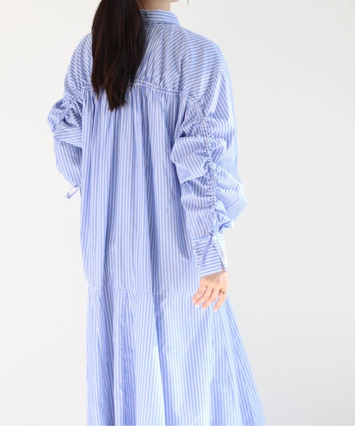 cepo（セポ）の「ソデギャザーストライプシャツワンピース（シャツワンピース・レディース・オフホワイト/ブルー/グリーン・M）」の13枚目の写真