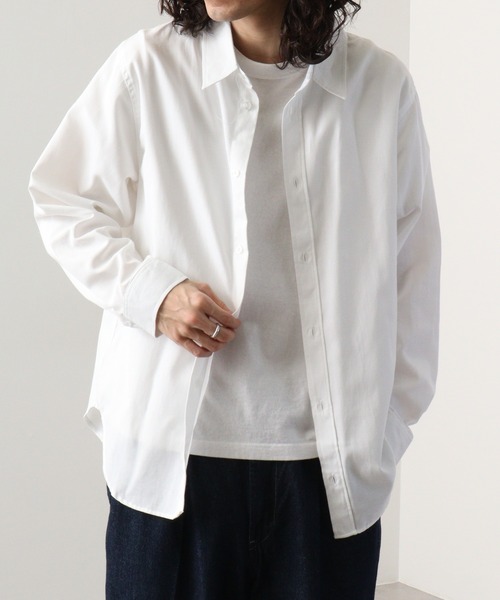 FUNALIVE(ファンアライブ)の「Fabric regular size shirt / 布帛レギュラーサイズシャツ unisex(シャツ/ブラウス・メンズ・ベージュ/チャコール/ネイビー×ホワイト/ホワイト/カーキ/サックスブルー/グレー×ホワイト・XL/M/L)」の3枚目の写真