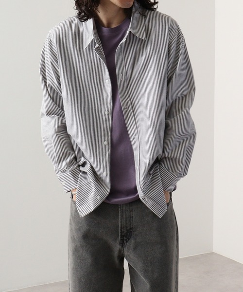 FUNALIVE(ファンアライブ)の「Fabric regular size shirt / 布帛レギュラーサイズシャツ unisex(シャツ/ブラウス・メンズ・ベージュ/チャコール/ネイビー×ホワイト/ホワイト/カーキ/サックスブルー/グレー×ホワイト・XL/M/L)」の1枚目の写真