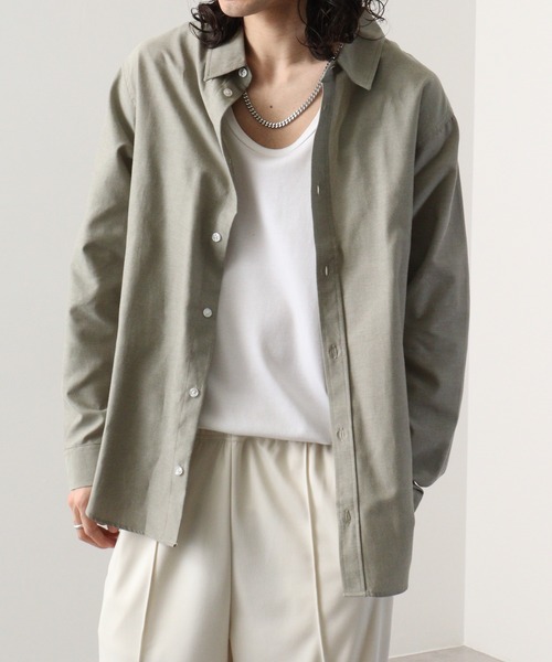 FUNALIVE(ファンアライブ)の「Fabric regular size shirt / 布帛レギュラーサイズシャツ unisex(シャツ/ブラウス・メンズ・ベージュ/チャコール/ネイビー×ホワイト/ホワイト/カーキ/サックスブルー/グレー×ホワイト・XL/M/L)」の6枚目の写真