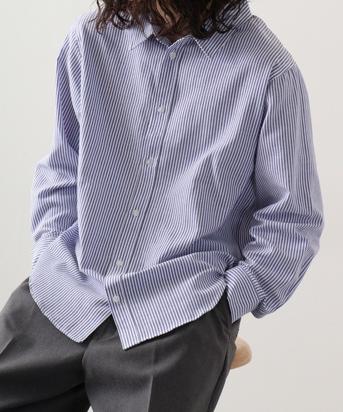 FUNALIVE(ファンアライブ)の「Fabric regular size shirt / 布帛レギュラーサイズシャツ unisex(シャツ/ブラウス・メンズ・ベージュ/チャコール/ネイビー×ホワイト/ホワイト/カーキ/サックスブルー/グレー×ホワイト・XL/M/L)」の7枚目の写真