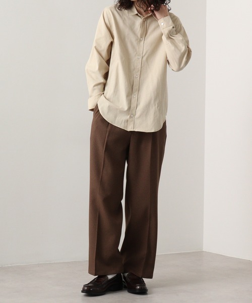 FUNALIVE(ファンアライブ)の「Fabric regular size shirt / 布帛レギュラーサイズシャツ unisex(シャツ/ブラウス・メンズ・ベージュ/チャコール/ネイビー×ホワイト/ホワイト/カーキ/サックスブルー/グレー×ホワイト・XL/M/L)」の15枚目の写真
