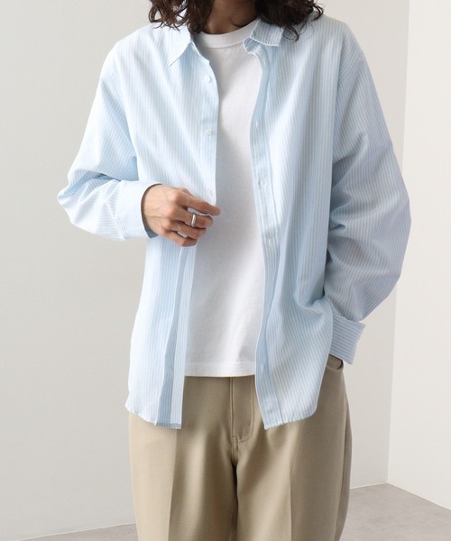 FUNALIVE(ファンアライブ)の「Fabric regular size shirt / 布帛レギュラーサイズシャツ unisex(シャツ/ブラウス・メンズ・ベージュ/チャコール/ネイビー×ホワイト/ホワイト/カーキ/サックスブルー/グレー×ホワイト・XL/M/L)」の21枚目の写真